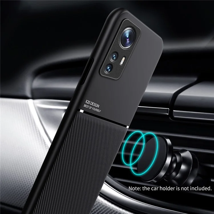 For Xiaomi 12 Pro 5G / 12S Pro 5G /12 Pro (Dimensity) 5G Anti-drop Imprinted PU Leather + TPU Phone Case with Car Mount Metal Sheet - Green