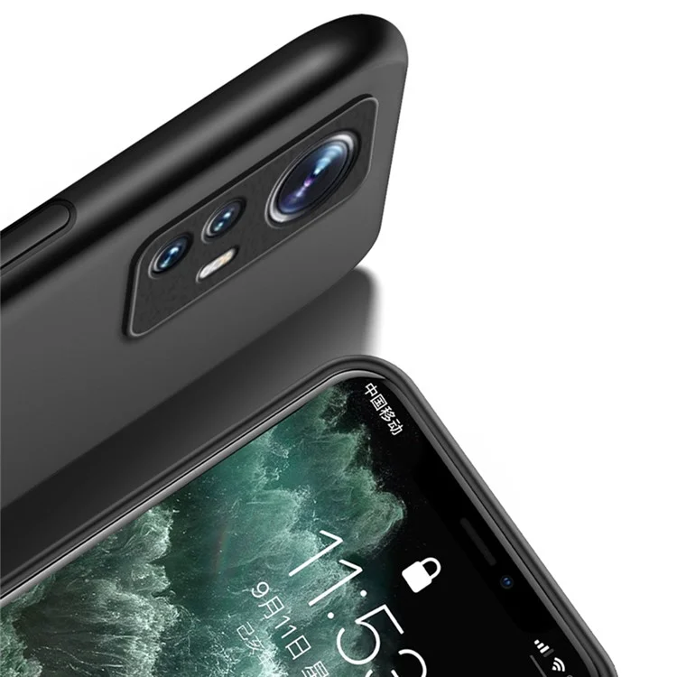 Per Xiaomi 12 5G/12X 5G/12S 5G Linee Design PU Peth Peth + TPU Copertivo di Telefono Coversione Con Floo di Mettaglio Magnetic - Nero