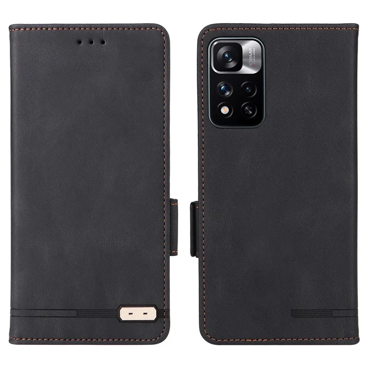 Para Xiaomi Redmi Note 11 Pro 5G (China) (MediaTek)/11 Pro+ 5G Diseño de Hardware PU Case de Libros de Cuero Magnético Cubierta de Billetera Flip - Negro