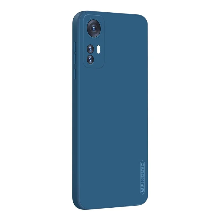 PINWUYO Silicone Case for Xiaomi 12 5G / 12X 5G / 12S 5G, Silky-Soft Touch Precise Cutouts Protective Cover with Fiber Flocking Lining - Blue