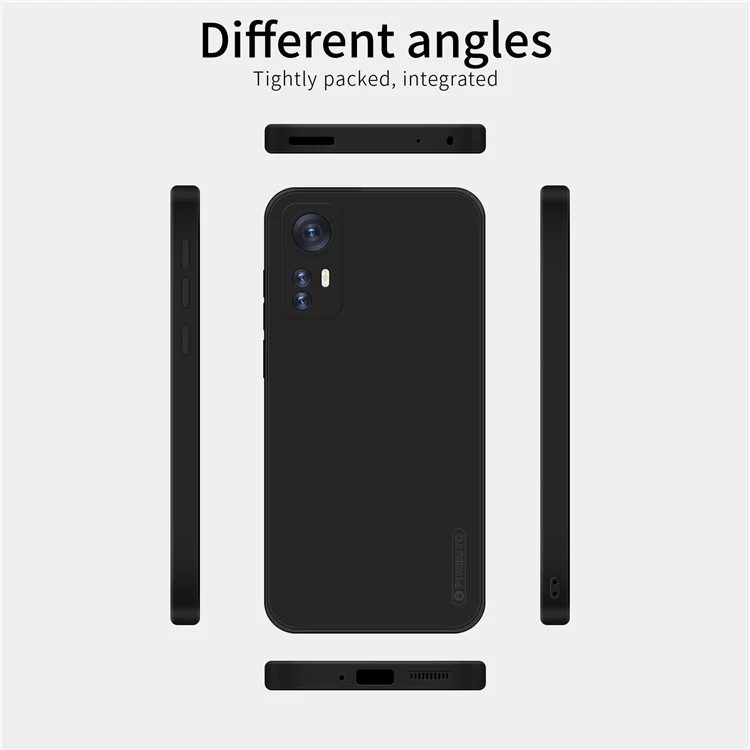 PINWUYO Silicone Case for Xiaomi 12 5G / 12X 5G / 12S 5G, Silky-Soft Touch Precise Cutouts Protective Cover with Fiber Flocking Lining - Blue