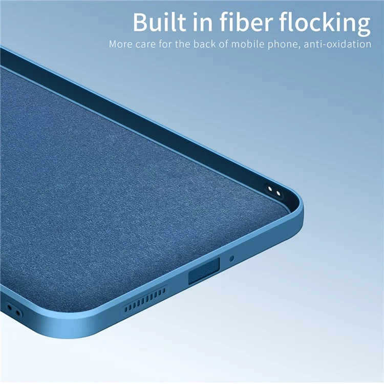 PINWUYO Silicone Case for Xiaomi 12 5G / 12X 5G / 12S 5G, Silky-Soft Touch Precise Cutouts Protective Cover with Fiber Flocking Lining - Blue