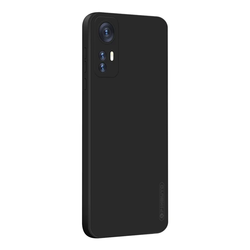 PINWUYO Silicone Case for Xiaomi 12 5G / 12X 5G / 12S 5G, Silky-Soft Touch Precise Cutouts Protective Cover with Fiber Flocking Lining - Black