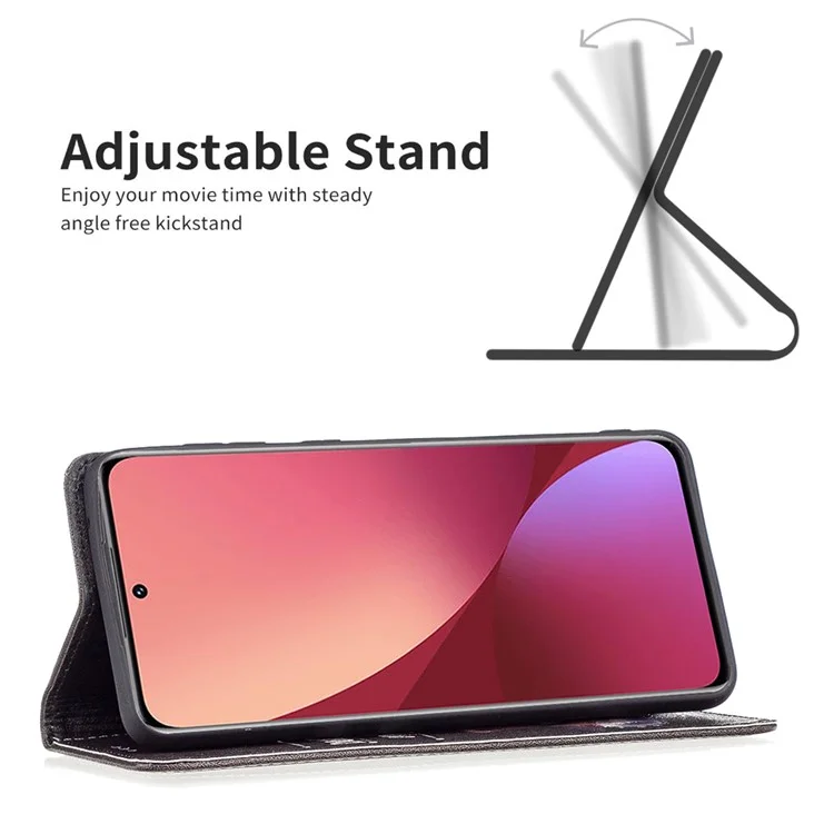 For Xiaomi 12 5G/12X 5G/12S 5G Pattern Printing PU Leather Wallet Stand Case Full Protection Magnetic Auto-absorbed Flip Cover - Bear