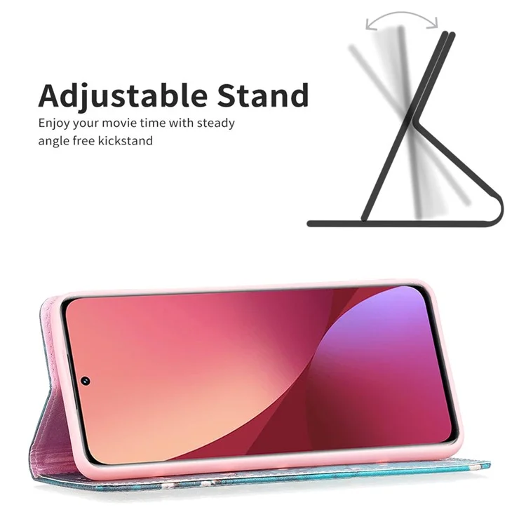 Per Xiaomi 12 5g/12x 5G/12S 5G Stampa Motivazione Portafoglio in Pelle PU Coust Flust Protection Magnetica Auto-assorbita Coperchio - Plum Blossom