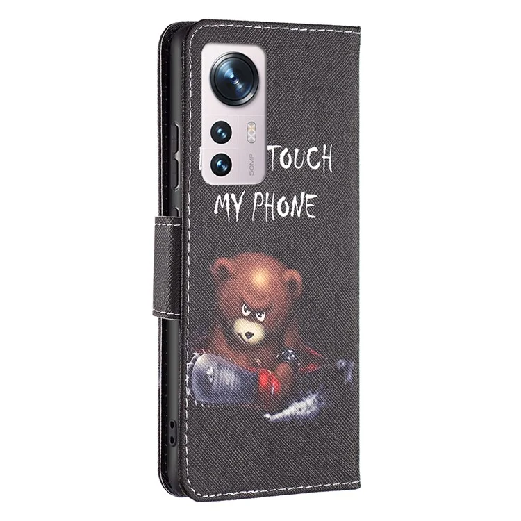For Xiaomi 12 5G/12X 5G/12S 5G PU Leather Pattern Printing Wallet Phone Case Stand Feature Anti-Scratch Shockproof Folding Cover - Bear