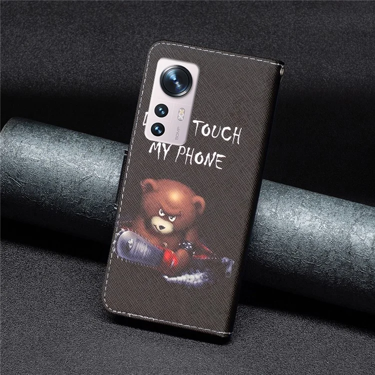 For Xiaomi 12 5G/12X 5G/12S 5G PU Leather Pattern Printing Wallet Phone Case Stand Feature Anti-Scratch Shockproof Folding Cover - Bear