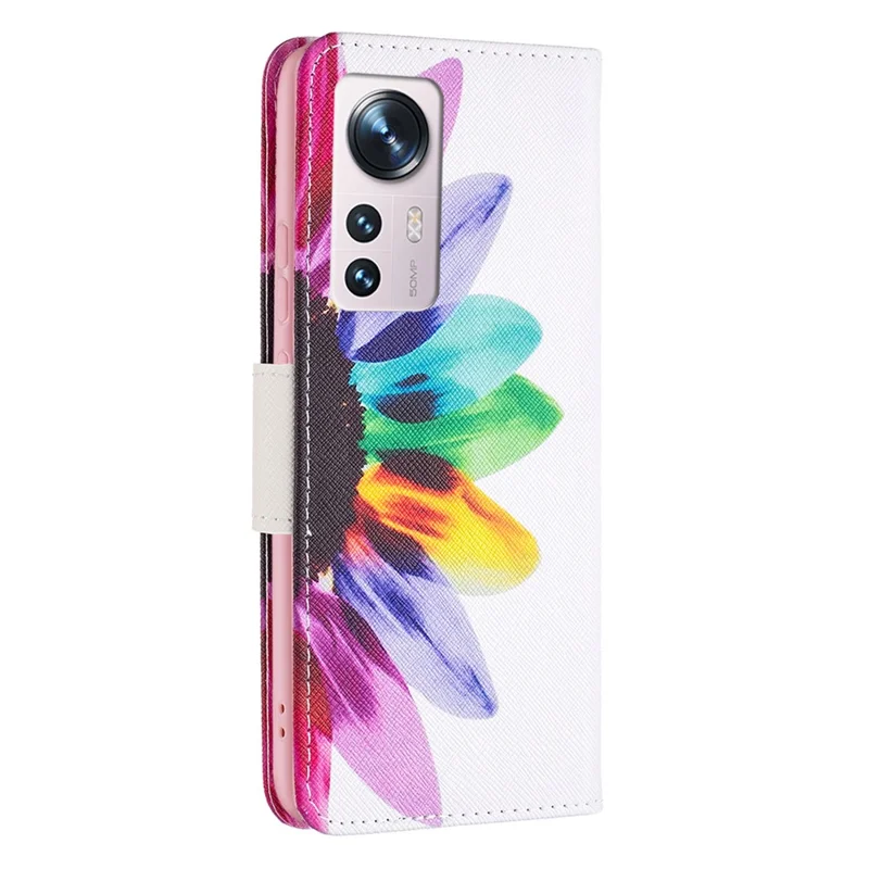 For Xiaomi 12 5G/12X 5G/12S 5G PU Leather Pattern Printing Wallet Phone Case Stand Feature Anti-Scratch Shockproof Folding Cover - Sunflower