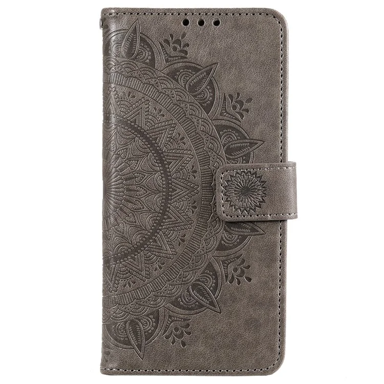 Per Xiaomi 12 5G/12X 5G/12S 5G Esprinted Mandala Floore Fropro Coperchio PU Pafere Pullotto Paformazione Paformato Custodia Protettiva Shock Con Cinturino - Grigio