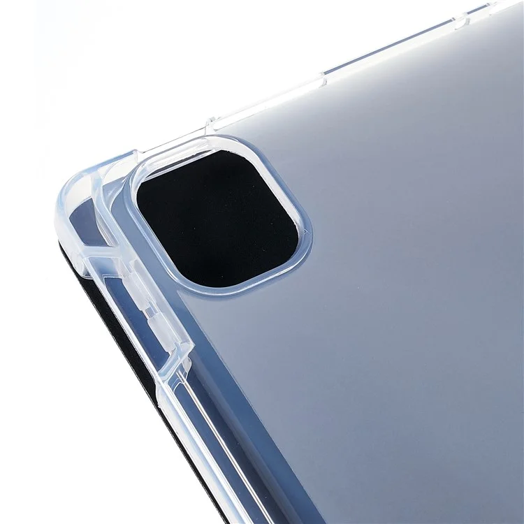 For Xiaomi Pad 5/Pad 5 Pro Pen Slot Design Tri-fold Stand PU Leather TPU Protective Tablet Case - Black