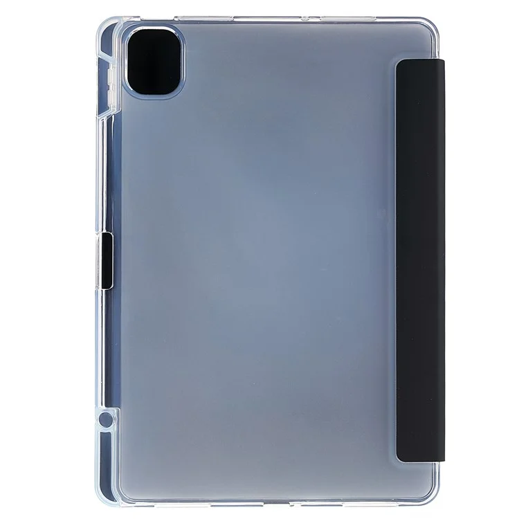 For Xiaomi Pad 5/Pad 5 Pro Pen Slot Design Tri-fold Stand PU Leather TPU Protective Tablet Case - Black