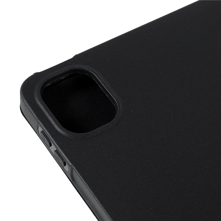 Para Xiaomi Pad 5/Pad 5 Pro Capa Protetora de Couro PU com Suporte Dobrável em Três Partes - Preto