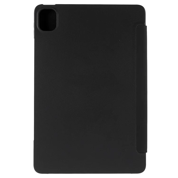 Para Xiaomi Pad 5/Pad 5 Pro Capa Protetora de Couro PU com Suporte Dobrável em Três Partes - Preto