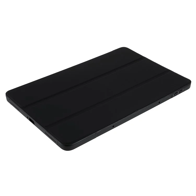 Para Xiaomi Pad 5/Pad 5 Pro Capa Protetora de Couro PU com Suporte Dobrável em Três Partes - Preto