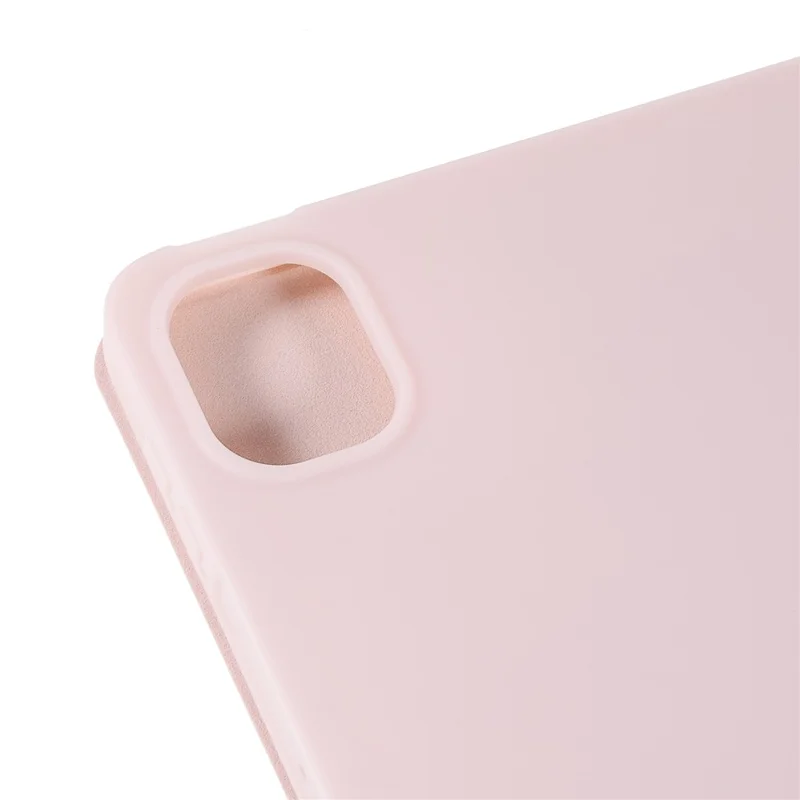 For Xiaomi Pad 5/Pad 5 Pro Shockproof Tri-fold Stand Design PU Leather TPU Protective Case - Pink