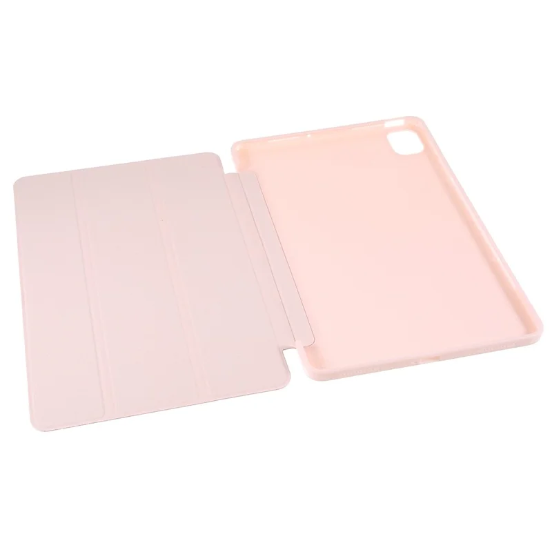 For Xiaomi Pad 5/Pad 5 Pro Shockproof Tri-fold Stand Design PU Leather TPU Protective Case - Pink