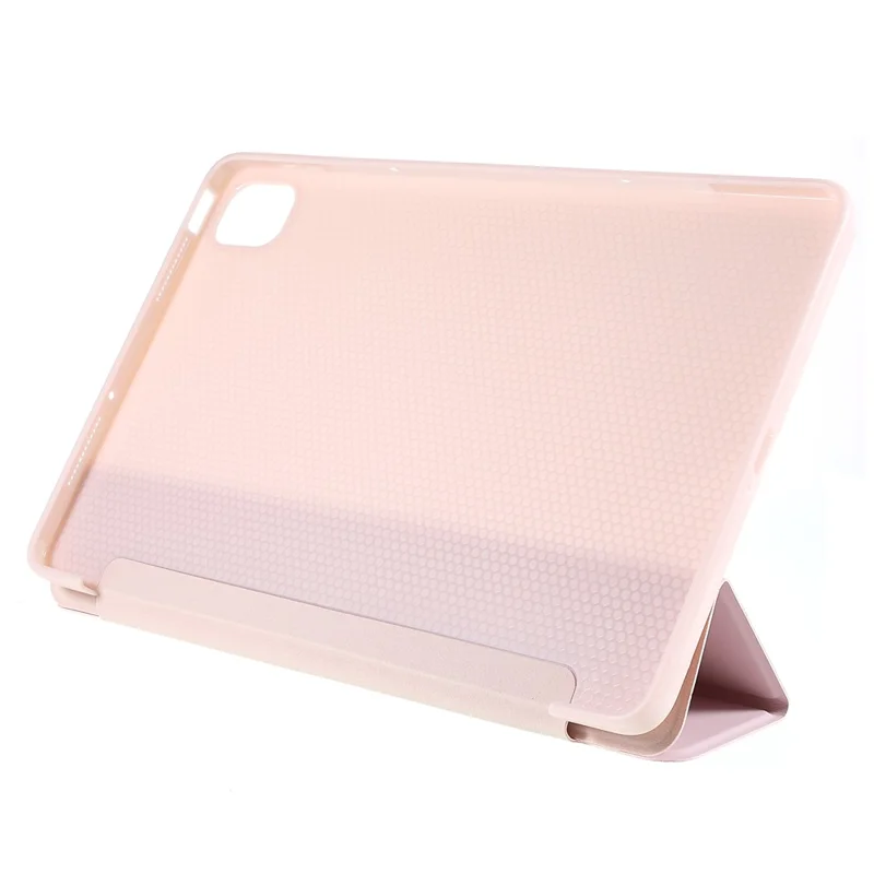 For Xiaomi Pad 5/Pad 5 Pro Shockproof Tri-fold Stand Design PU Leather TPU Protective Case - Pink