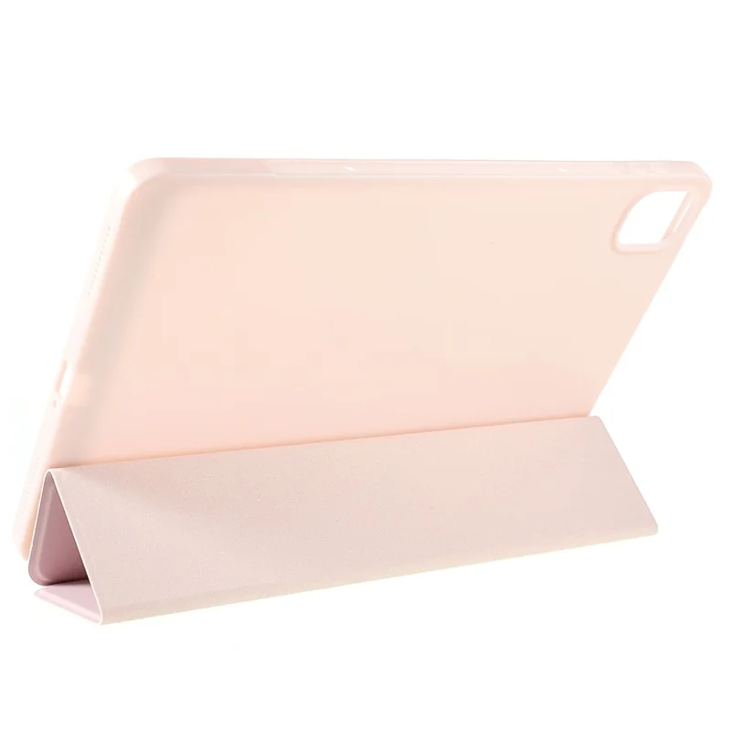 For Xiaomi Pad 5/Pad 5 Pro Shockproof Tri-fold Stand Design PU Leather TPU Protective Case - Pink