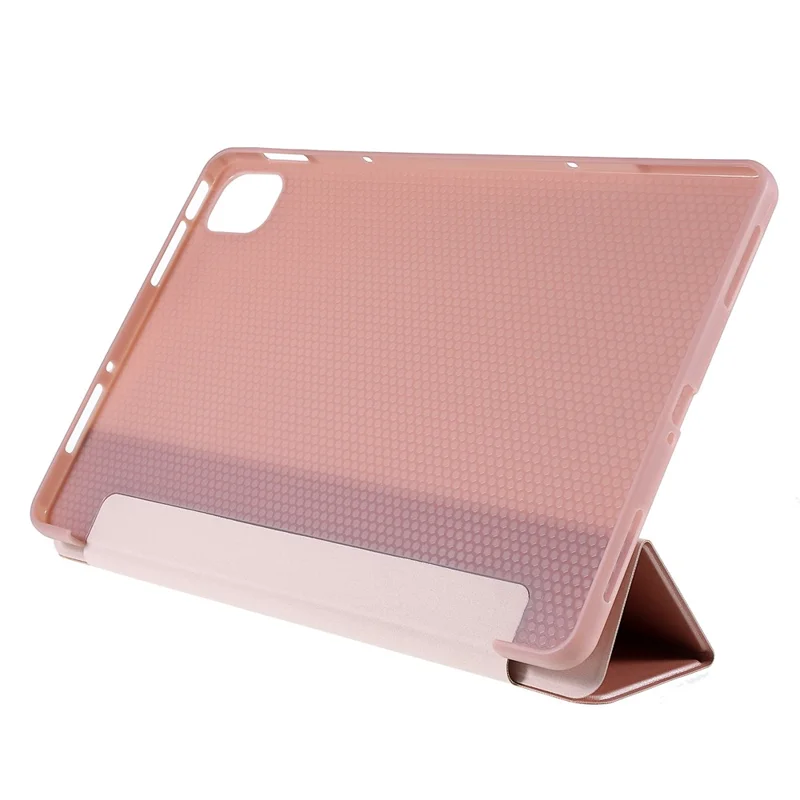 Per Xiaomi Pad 5/Pad 5 Pro Custodia protettiva in pelle PU e TPU con supporto a tre ante - Rose Gold