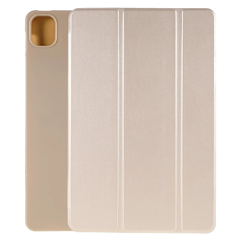 For Xiaomi Pad 5/Pad 5 Pro Shockproof Tri-fold Stand Design PU Leather TPU Protective Case - Gold