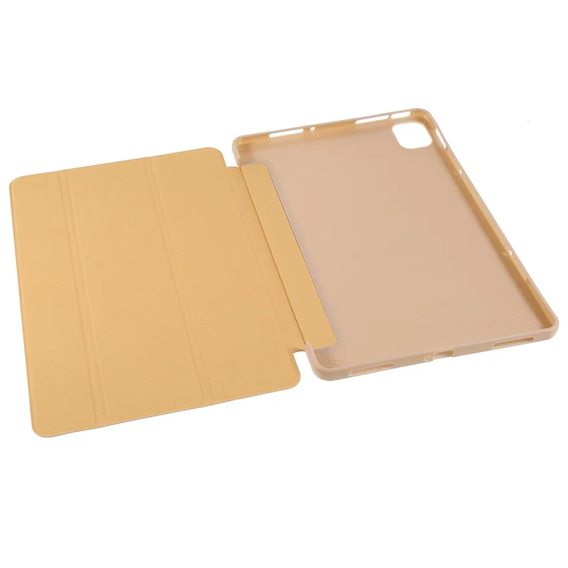 For Xiaomi Pad 5/Pad 5 Pro Shockproof Tri-fold Stand Design PU Leather TPU Protective Case - Gold