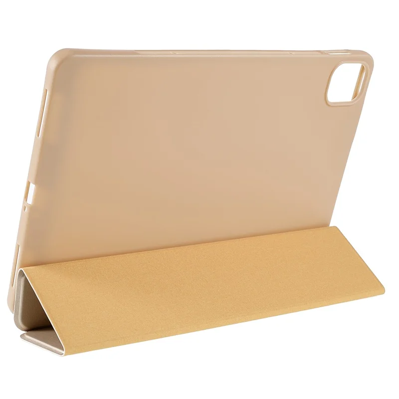 For Xiaomi Pad 5/Pad 5 Pro Shockproof Tri-fold Stand Design PU Leather TPU Protective Case - Gold