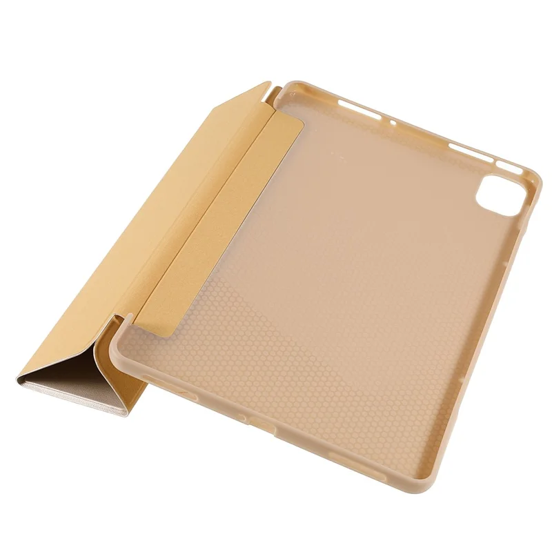 For Xiaomi Pad 5/Pad 5 Pro Shockproof Tri-fold Stand Design PU Leather TPU Protective Case - Gold