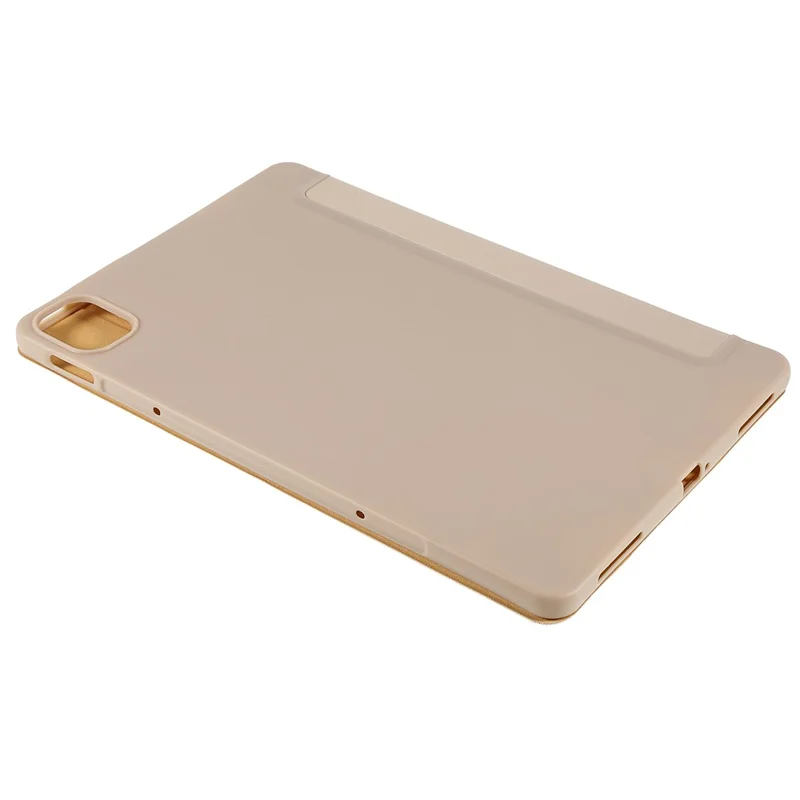 For Xiaomi Pad 5/Pad 5 Pro Shockproof Tri-fold Stand Design PU Leather TPU Protective Case - Gold