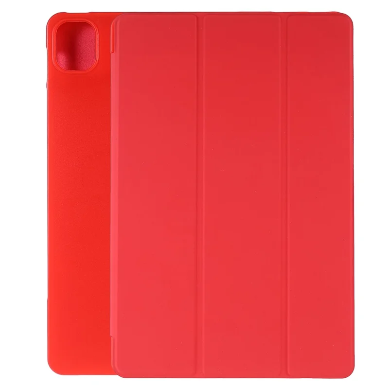 For Xiaomi Pad 5/Pad 5 Pro Shockproof Tri-fold Stand Design PU Leather TPU Protective Case - Red
