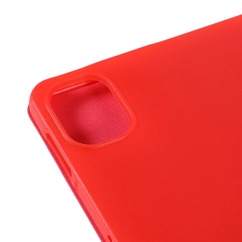 For Xiaomi Pad 5/Pad 5 Pro Shockproof Tri-fold Stand Design PU Leather TPU Protective Case - Red