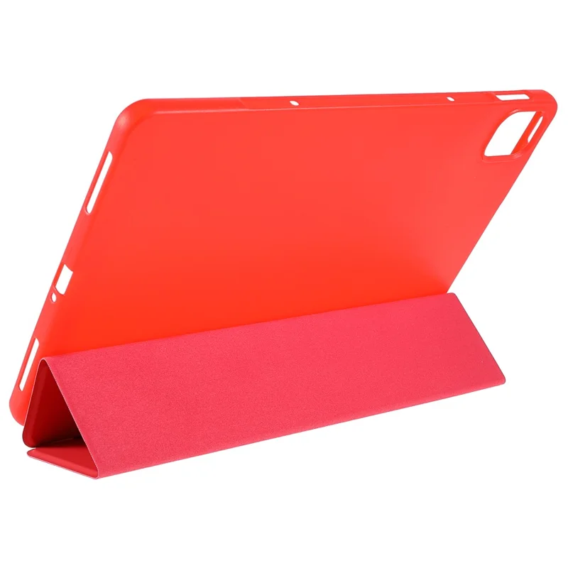 For Xiaomi Pad 5/Pad 5 Pro Shockproof Tri-fold Stand Design PU Leather TPU Protective Case - Red