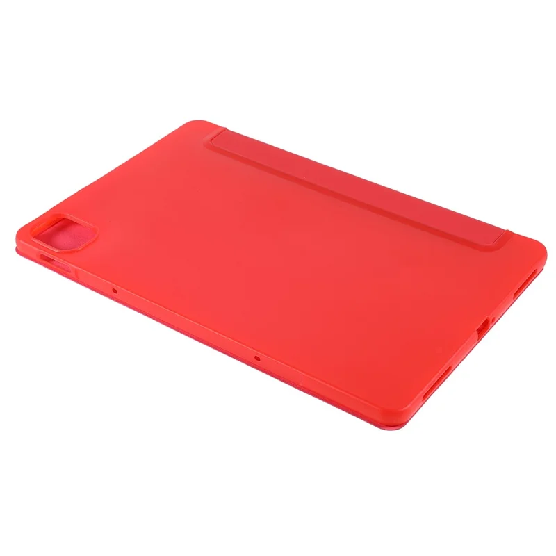 For Xiaomi Pad 5/Pad 5 Pro Shockproof Tri-fold Stand Design PU Leather TPU Protective Case - Red