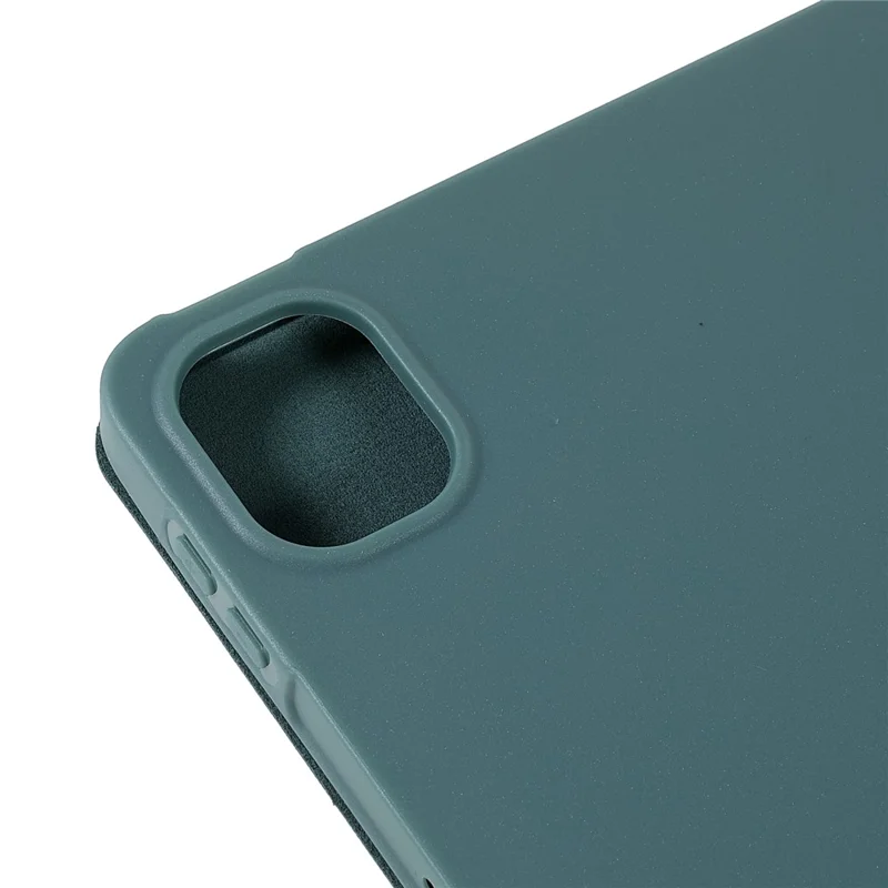 For Xiaomi Pad 5/Pad 5 Pro Shockproof Tri-fold Stand Design PU Leather TPU Protective Case - Blackish Green