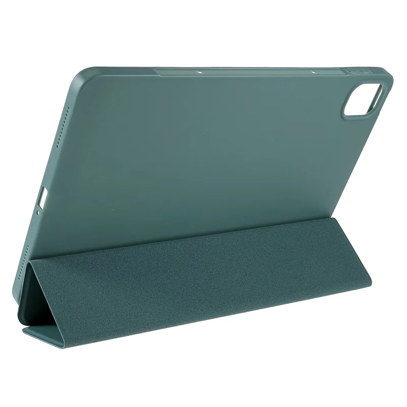For Xiaomi Pad 5/Pad 5 Pro Shockproof Tri-fold Stand Design PU Leather TPU Protective Case - Blackish Green