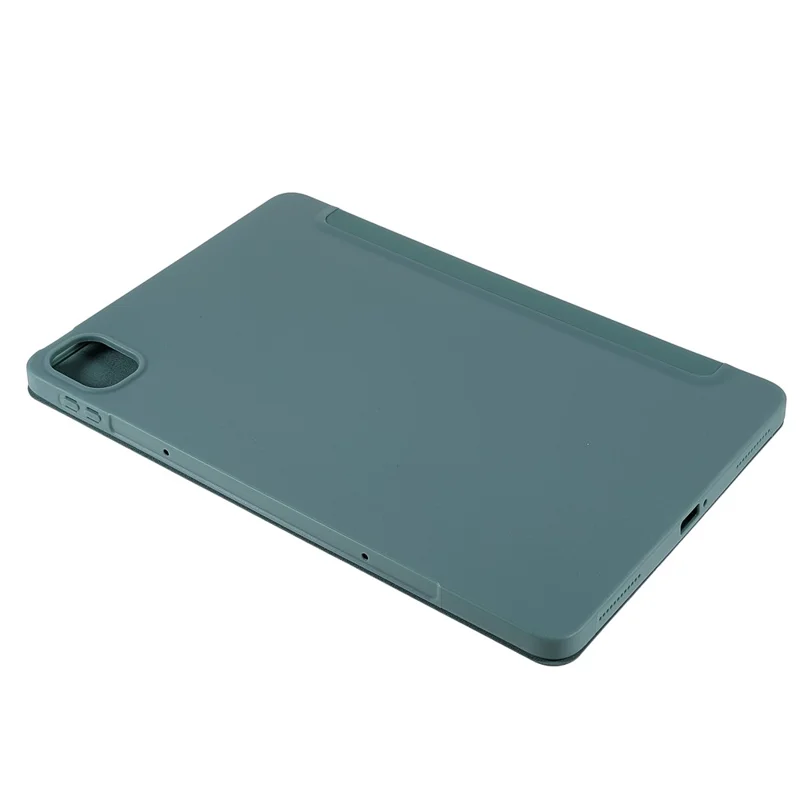 For Xiaomi Pad 5/Pad 5 Pro Shockproof Tri-fold Stand Design PU Leather TPU Protective Case - Blackish Green