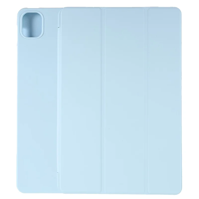 Para Xiaomi Pad 5/Pad 5 Pro Funda protectora de diseño de soporte de triple pliegue de cuero PU y TPU a prueba de golpes - Azul bebé