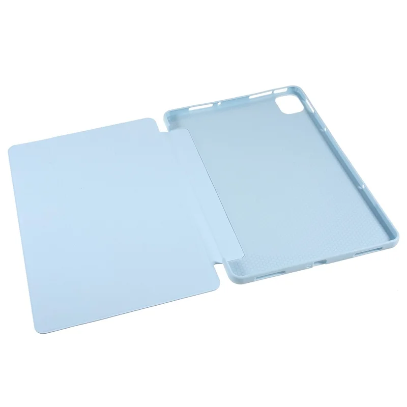 Para Xiaomi Pad 5/Pad 5 Pro Funda protectora de diseño de soporte de triple pliegue de cuero PU y TPU a prueba de golpes - Azul bebé