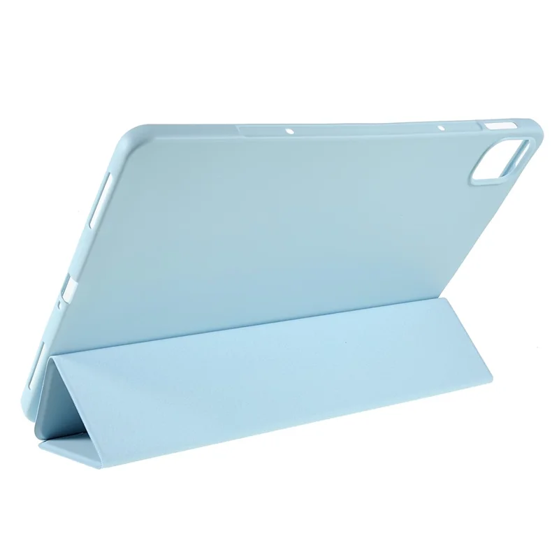 Para Xiaomi Pad 5/Pad 5 Pro Funda protectora de diseño de soporte de triple pliegue de cuero PU y TPU a prueba de golpes - Azul bebé