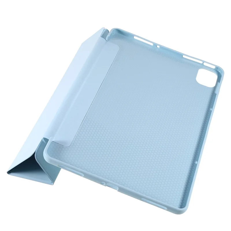 Para Xiaomi Pad 5/Pad 5 Pro Funda protectora de diseño de soporte de triple pliegue de cuero PU y TPU a prueba de golpes - Azul bebé