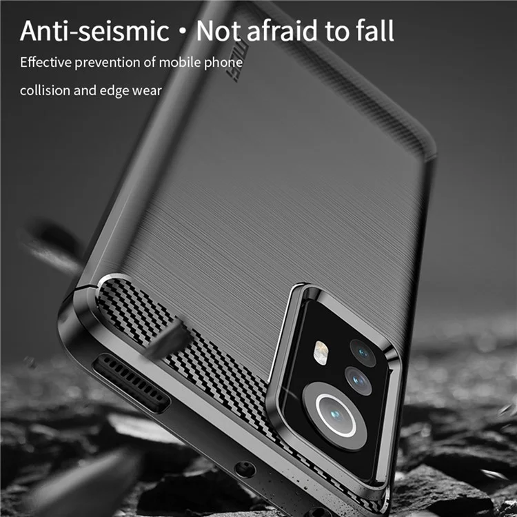 MOFI for Xiaomi 12 5G/12X 5G/12S 5G Phone Shell Carbon Fiber Texture Soft TPU Anti-scratch Brushed Surface Mobile Phone Case - Black