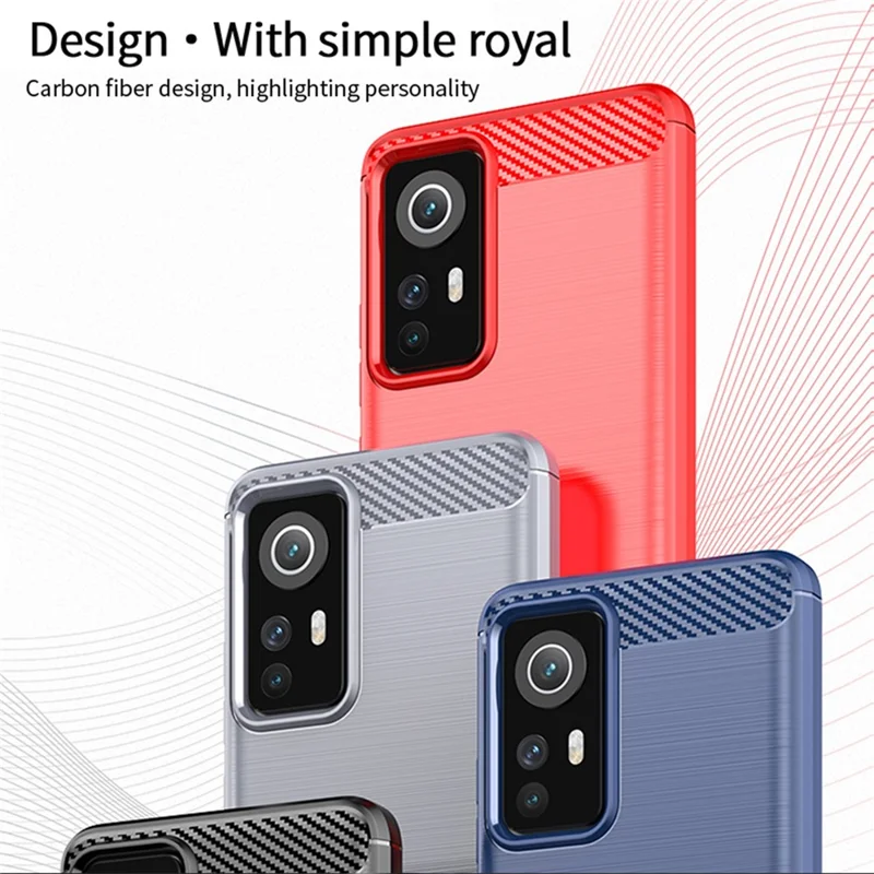 MOFI voor Xiaomi 12 5G/12X 5G/12S 5G Telefoonhoesje Koolstofvezelstructuur Zachte TPU Krasbestendige Geborstelde Afwerking Mobiele Telefoonhoes - Blauw