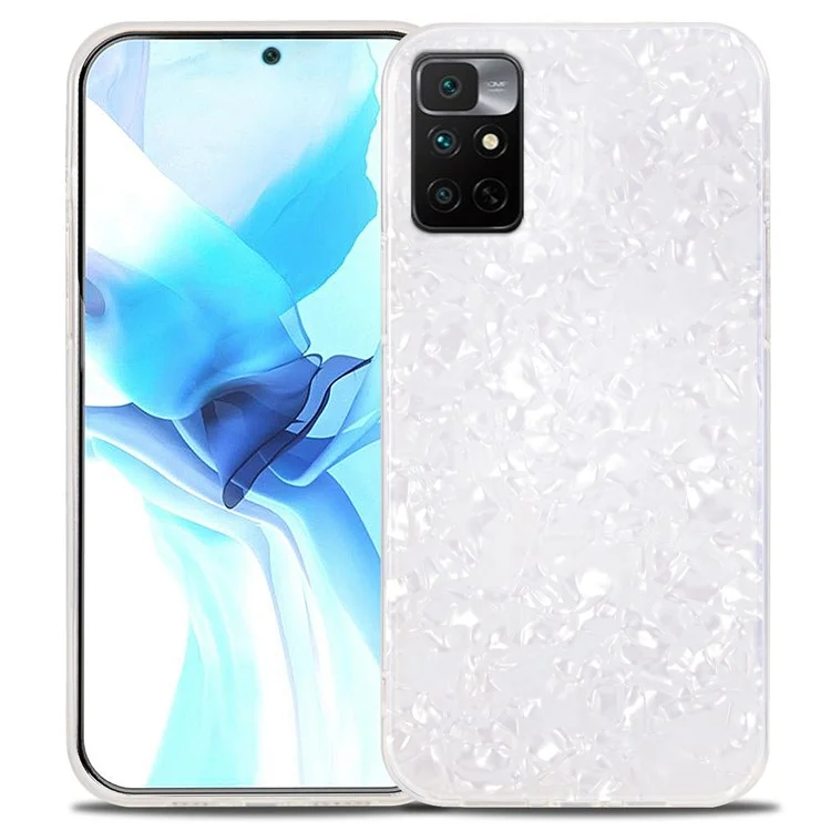 Ipaky Para Xiaomi Redmi Nota 11 4G (MediaTek)/Redmi 10 4G (2021)/Redmi 10 2022 4G, IMD Hard Acrylic Back Soft TPU Fashionable Cell Telephip Cover - Blanco