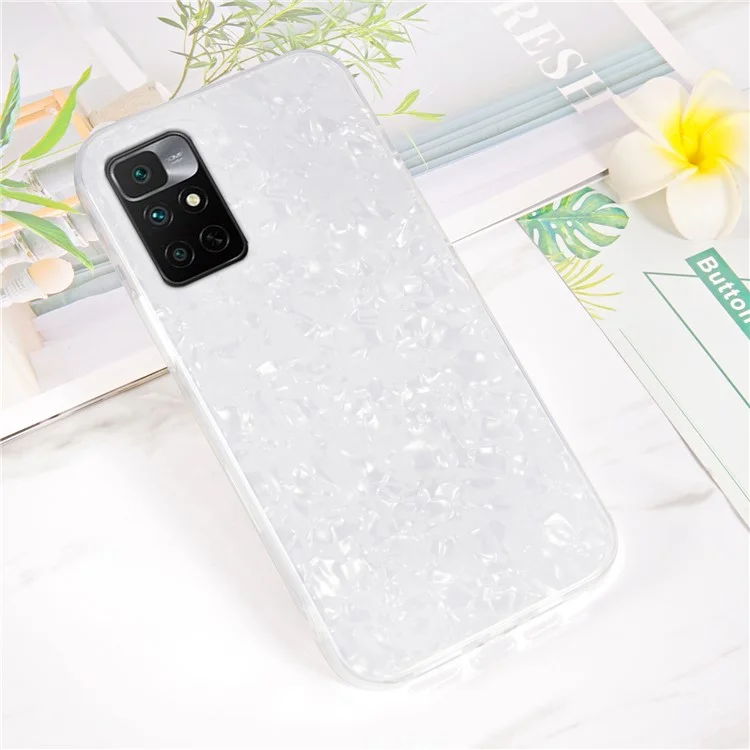 Ipaky Para Xiaomi Redmi Nota 11 4G (MediaTek)/Redmi 10 4G (2021)/Redmi 10 2022 4G, IMD Hard Acrylic Back Soft TPU Fashionable Cell Telephip Cover - Blanco