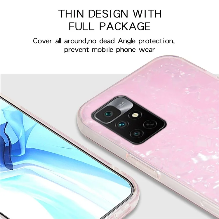 Ipaky Para Xiaomi Redmi Nota 11 4G (MediaTek)/Redmi 10 4G (2021)/Redmi 10 2022 4G, IMD Hard Acrylic Back Soft TPU Fashionable Cell Telephip Cover - Blanco