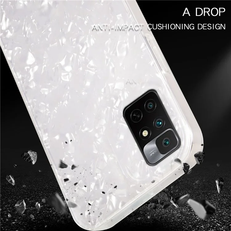Ipaky Para Xiaomi Redmi Nota 11 4G (MediaTek)/Redmi 10 4G (2021)/Redmi 10 2022 4G, IMD Hard Acrylic Back Soft TPU Fashionable Cell Telephip Cover - Blanco