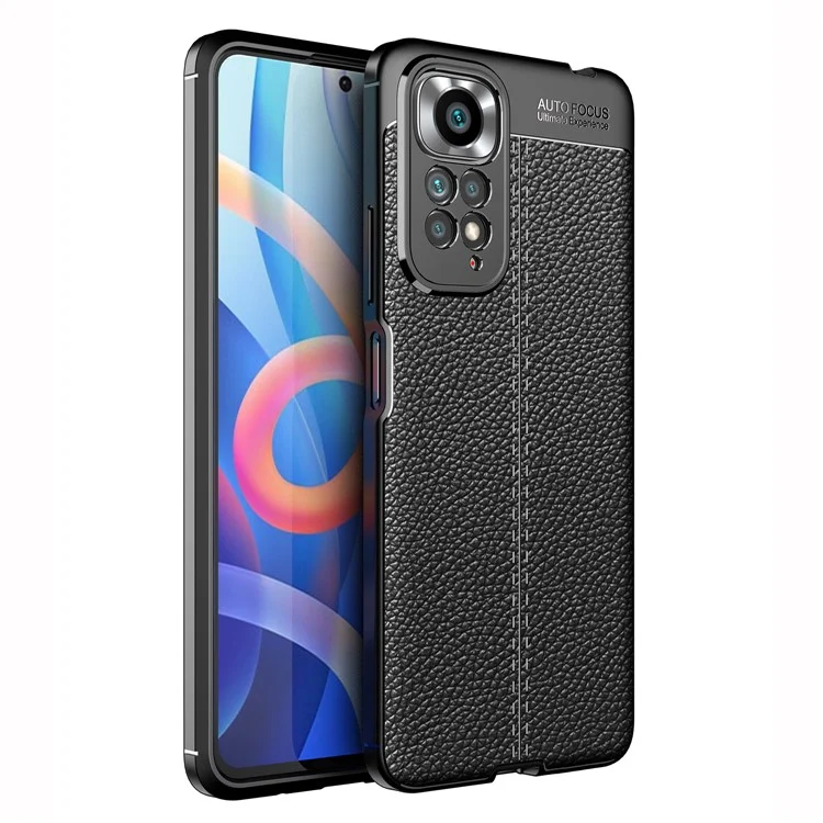 Para Xiaomi Redmi Note 11 4G (Qualcomm) Litchi Texture Soft TPU PROTECTOR ANTON-DIENTEPLINT CASE - Negro