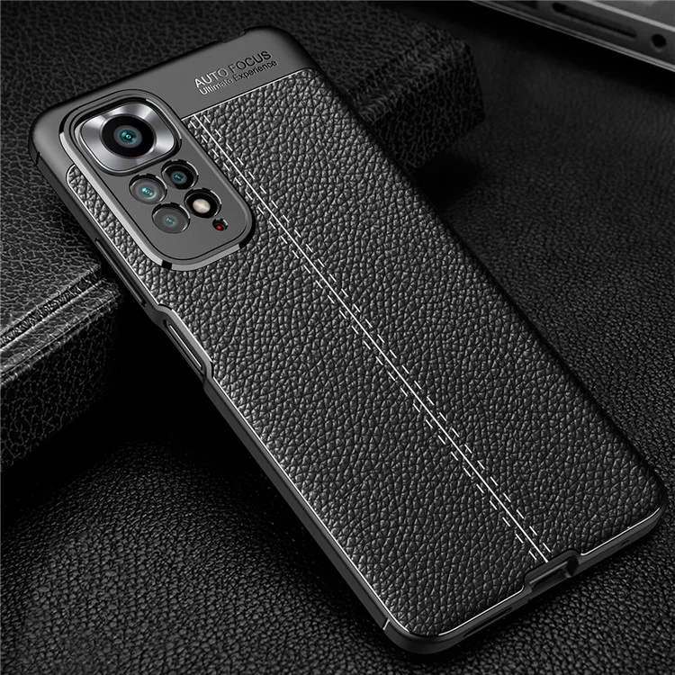 Para Xiaomi Redmi Note 11 4G (Qualcomm) Litchi Texture Soft TPU PROTECTOR ANTON-DIENTEPLINT CASE - Negro