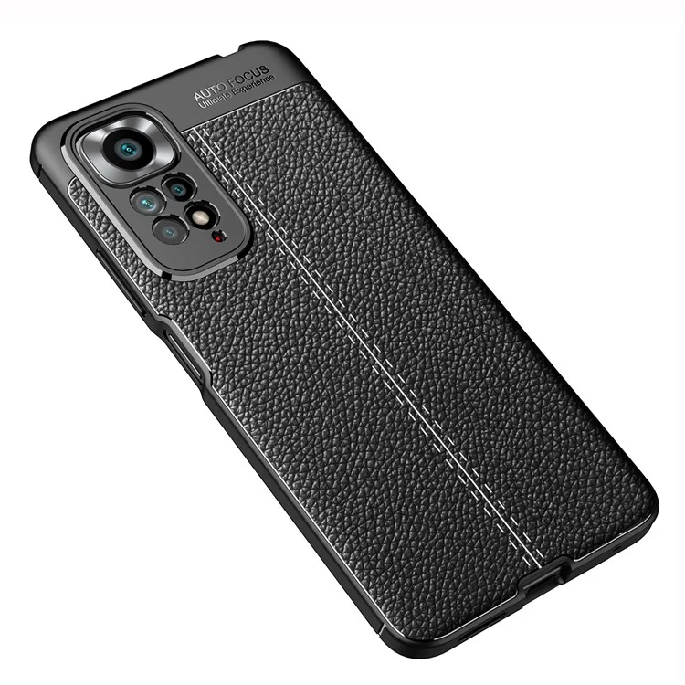 Para Xiaomi Redmi Note 11 4G (Qualcomm) Litchi Texture Soft TPU PROTECTOR ANTON-DIENTEPLINT CASE - Negro