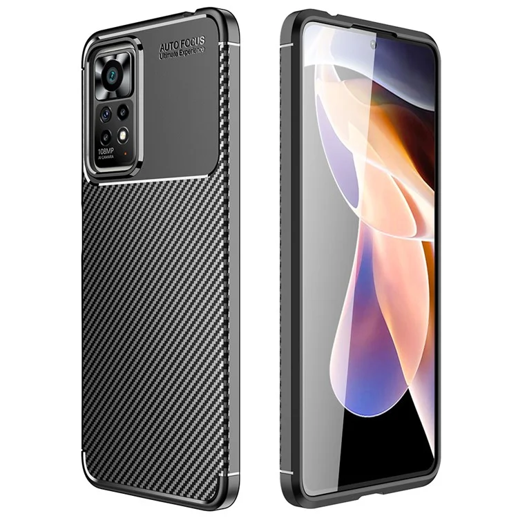 Per Xiaomi Redmi Note 11 Pro 4G (MediaTek)/Note 11 Pro 5G (Qualcomm) Carbon Fiber Texture Anti-fingerprint Phone Case Protective Cover - Nero