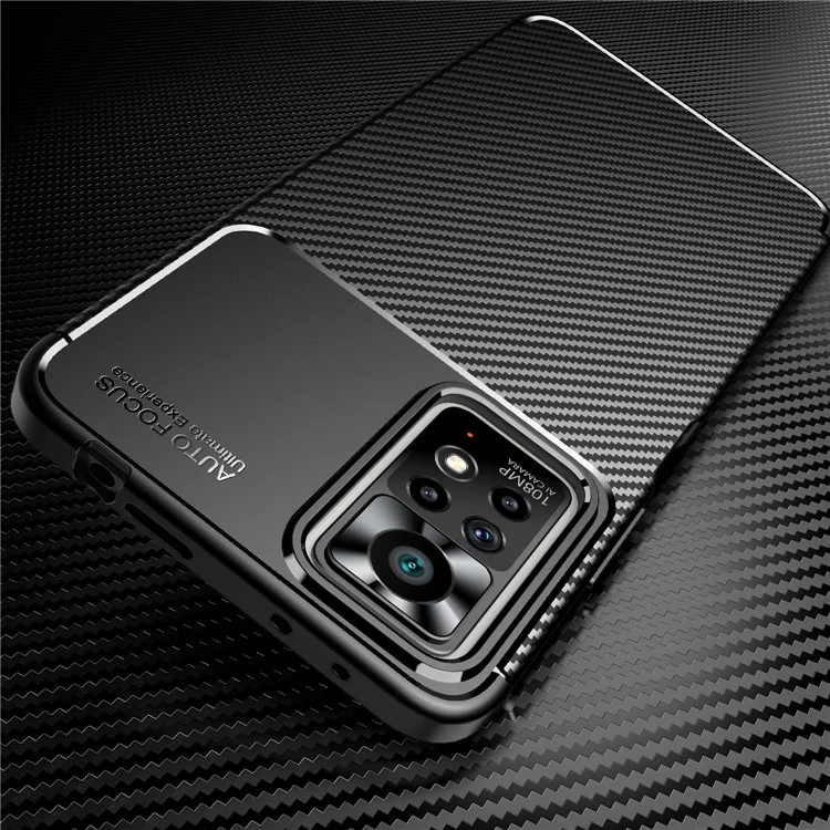 For Xiaomi Redmi Note 11 Pro 4G (MediaTek)/Note 11 Pro 5G (Qualcomm) Carbon Fiber Texture Anti-fingerprint Phone Case Protective Cover - Black